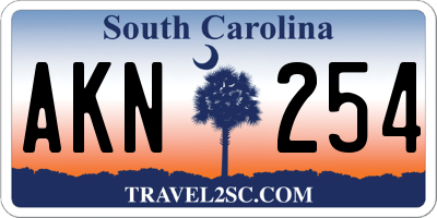 SC license plate AKN254