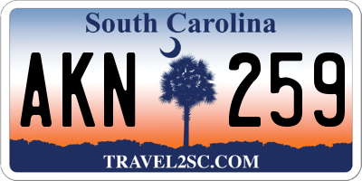 SC license plate AKN259