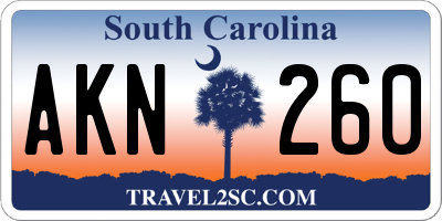 SC license plate AKN260