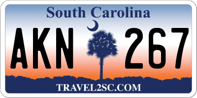 SC license plate AKN267