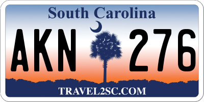 SC license plate AKN276