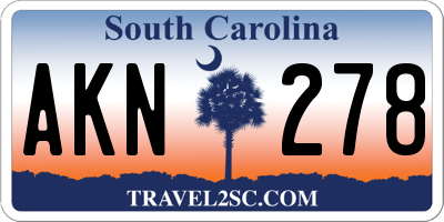 SC license plate AKN278