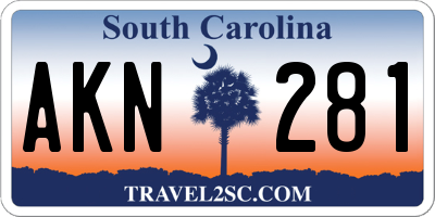 SC license plate AKN281