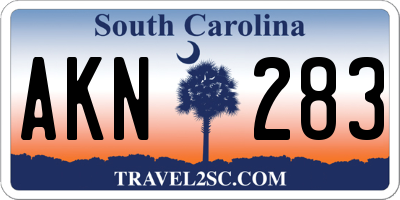 SC license plate AKN283