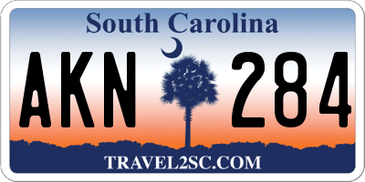 SC license plate AKN284