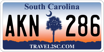 SC license plate AKN286