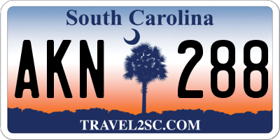 SC license plate AKN288