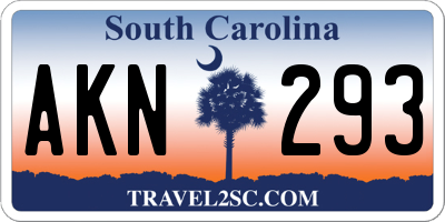 SC license plate AKN293