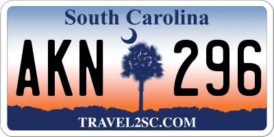 SC license plate AKN296