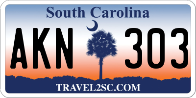 SC license plate AKN303