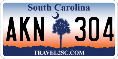 SC license plate AKN304