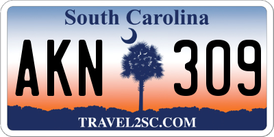 SC license plate AKN309