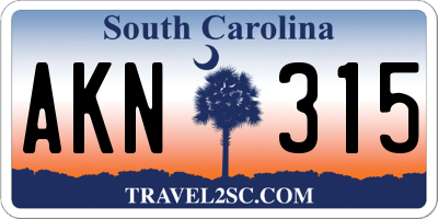 SC license plate AKN315
