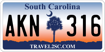 SC license plate AKN316