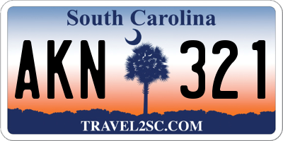 SC license plate AKN321