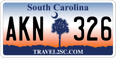 SC license plate AKN326