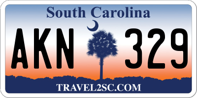 SC license plate AKN329
