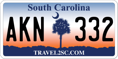 SC license plate AKN332
