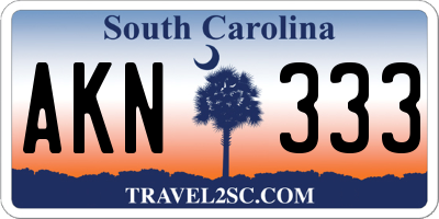 SC license plate AKN333