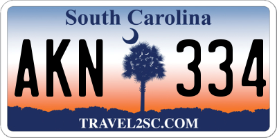 SC license plate AKN334