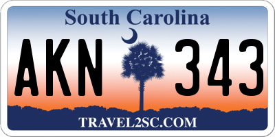 SC license plate AKN343