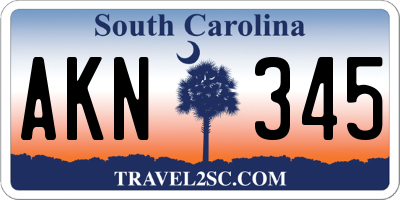SC license plate AKN345