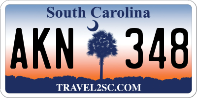 SC license plate AKN348