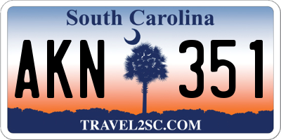 SC license plate AKN351