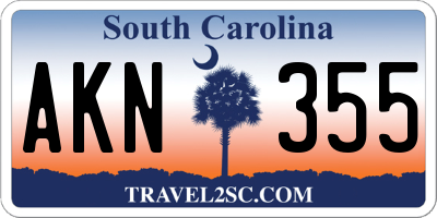SC license plate AKN355