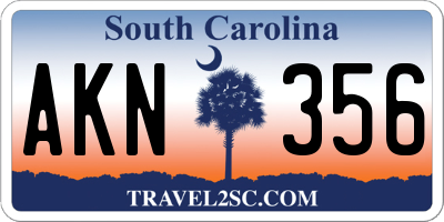 SC license plate AKN356