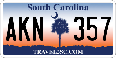 SC license plate AKN357