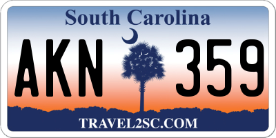 SC license plate AKN359
