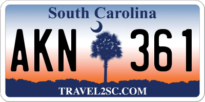 SC license plate AKN361