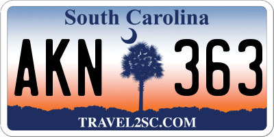 SC license plate AKN363