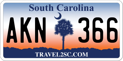 SC license plate AKN366