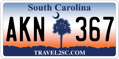 SC license plate AKN367