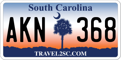 SC license plate AKN368