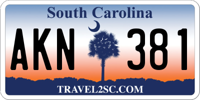 SC license plate AKN381