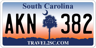 SC license plate AKN382