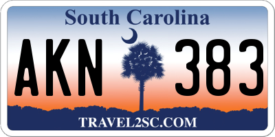 SC license plate AKN383