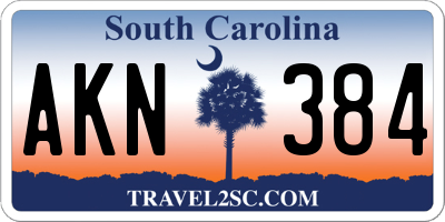SC license plate AKN384