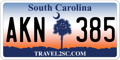 SC license plate AKN385
