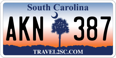SC license plate AKN387