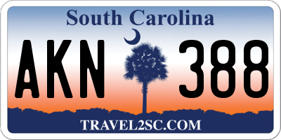 SC license plate AKN388