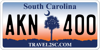 SC license plate AKN400