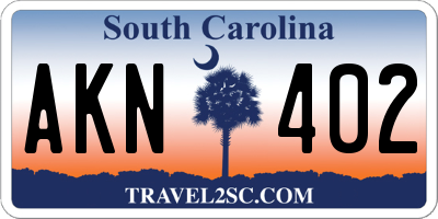 SC license plate AKN402
