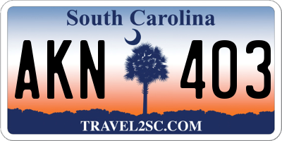 SC license plate AKN403