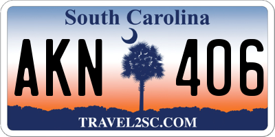 SC license plate AKN406