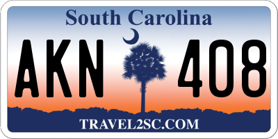 SC license plate AKN408