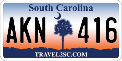 SC license plate AKN416